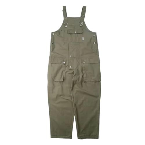 Pantalones para hombre tipo overol de pierna ancha y color solido