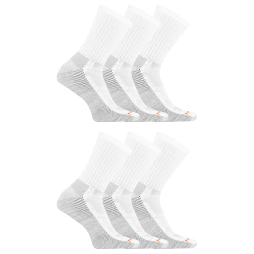 Image of Merrell Unisex Adult Men's and Women's Durable Everyday Work Crew Socks - 3 & 6 Pairs - Anti-odor Cotton
