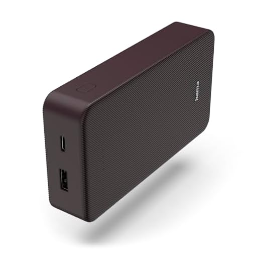 Hama Powerbank Colour 20 20000mAh (externer Akku mit 1x USB C + 1x USB A, Power Pack Zertifiziert, LED Anzeige, Akku Pack Handy Zubehör, Tablet, Bluetooth Box etc., tragbares Ladegerät klein) Pflaume