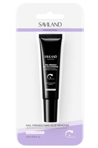 SAVILAND Quitaesmalte avanzado para uñas postizas: 15 ml Quitaesmalte para uñas postizas con aceite de ricino y vitamina E Quitaesmalte suave a base de agua para uso doméstico y en salones de belleza