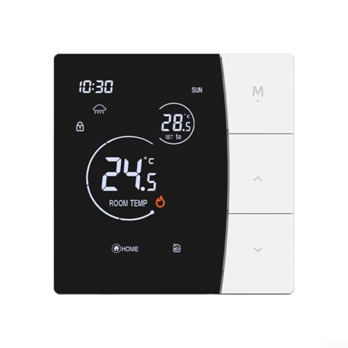 Termostato inteligente montado en la pared, termostato con botón LED, instalación de control de temperatura interior para calefacción eléctrica de agua (blanco 16A)