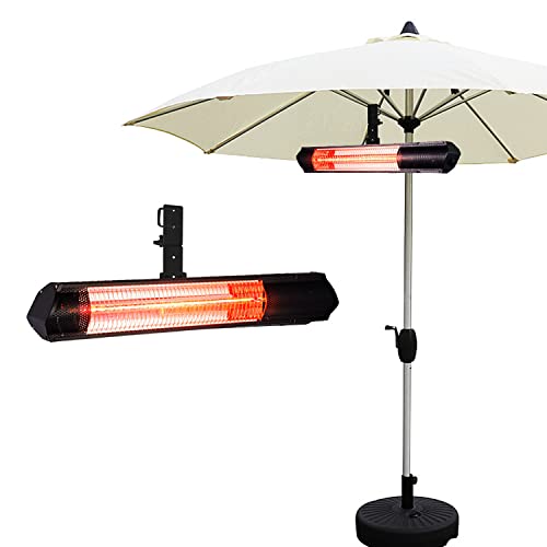 Chauffe-parapluie électrique d'extérieur avec télécommande APP, protection IP65, chauffage radiant infrarouge suspendu pour jardin pergola Gazabo Parasol, noir,110v/1500w