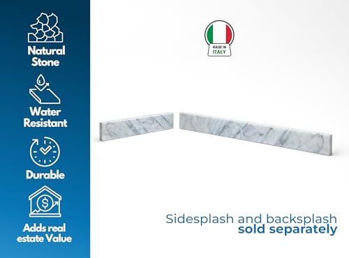 Image of Bathroom Vanity Sink Backsplash /Sidesplash (Carrara Marble, 4 inch x 42 inch)