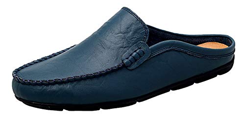 Go Tour Mens Mules Clog Slippers Breathable Leather Slip On Shoes Casual Loafers Blue 12/49 #TOP15