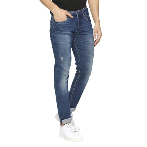 Image of Being Human Blue Cropped Fit Men's Denims Clothing