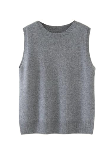 Women Cashmere Sweater Vest Crewneck Pullover Sleeveless Tops Soft Fashion Knited Vest