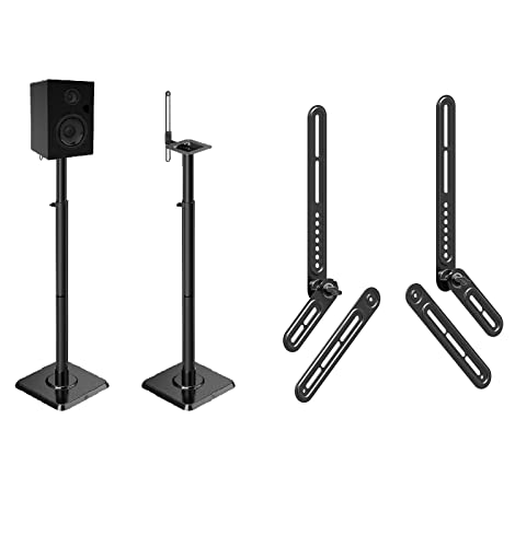 Mounting Dream Speaker Stands Pair Height Adjustable For Universal Satellite Speakers Up To11Lbs, Md5421 Soundbar Bracket For Tvs With Protruded Bottom On Back, Up To 22 Lbs With Detachable Extension #TOP11