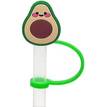 Green Avocado Straw Cap 8mm Cute Silicone Straw Cover Cap for Stanley Tumbler Dustproof Straw Reusable Straw Tips Lid Straw Dispenser Kitchen Accessories