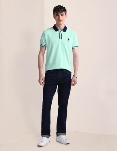 Image of U.S. Polo ASSN. Solid Slim Fit Polo T Shirts for Men - 100% Cotton, Half Sleeve Mens Tshirt