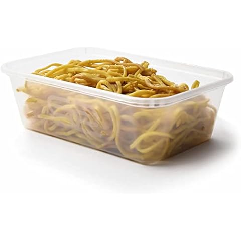 50 x Microwave Plastic Food Takeaway Heavy Duty Satco Containers with Lids - 650ml by satco by Classic Disposables Cover