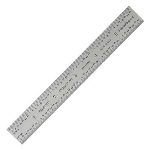 PEC Tools 6 x 150mm Machinist Metal Ruler High Carbon Steel English/Metric Markings 1/32 1/64 0.5mm 1mm Suitable for Engineers Between Imperial and Metric Systems Made in USA