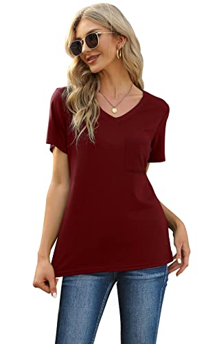 Image of RUBZOOF Women's Short Sleeve Pajama Sets with Pockets Casual V Neck 2 Piece Lounge Sets S-3XL