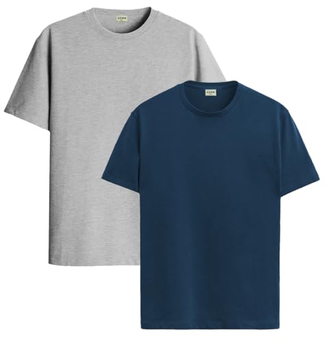 Image of ADRO Men's Cotton Regular Fit Combo Plain Solid T-Shirt Pack of 2