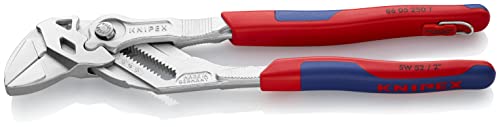 Knipex Pince-clé pince et clé à la fois chromée, avec gaines bi-matière, avec œillet intégré pour fixation d’un dispositif antichute 250 mm (carte LS/blister) 86 05 250 T BK