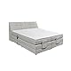 Stella Trading CARPINO Boxspringbett 180x200 elektrisch verstellbar, Silber - Bequemes Doppelbett mit dekorativer Steppung & Komfortschaum Topper - 180 x 110 x 234 cm (B/H/T)