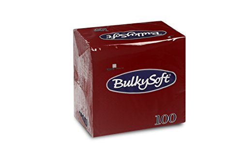 Bulky BS-32620 Soft Lot de 100 serviettes pliées en 2 plis Bordeaux 24 x 24 cm