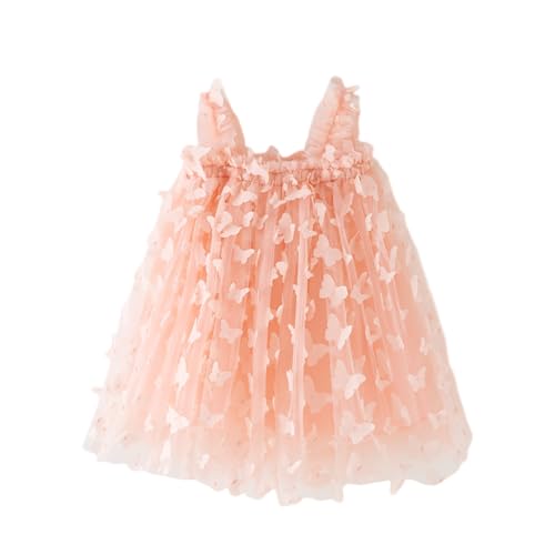 Image of DOOLECK Toddler Baby Girls Princess Dress Butterfly Flowers Sling Dress Summer Mesh Tulle Sleeveless Dress