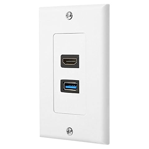 HDMI and USB 3.0 Wall Plate HDMI Wall Charger Outlet Mount Socket Face Plate Panel Cover,White Cover