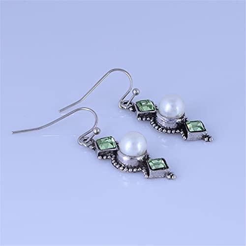 ANDPAI Unique Bohemian Lightweight Vintage Retro Silver Green Crystal Bar Dangle Drop Earrings For Women Girls Hypoallergenic Statement Jewelry Gifts4