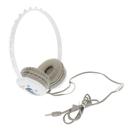 Angoily Casque Audio Circum-aural Filaire pour Garçon Et Filles Et Étudiants, Arceau Réglable, Abs Robuste, Casque Circum-aural Blanc pour L'école