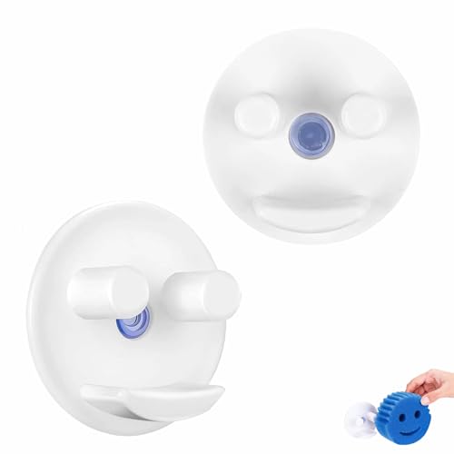 XIANGJIEU Lot de 2 porte-éponges Smiley avec ventouses rondes - Organiseur avec ventouse - Pour cuisine, évier, salle de bain, évier de cuisine