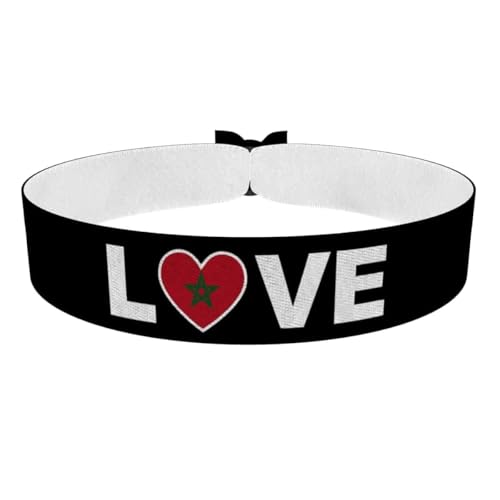 Druck-Palast Love Maroc - Bracelet en Tissu Imperméable - Bracelet Fan Maroc Mixte - Idée Cadeau Tendance pour Supporters - Accessoire Festival et Sport - Bijou du Royaume