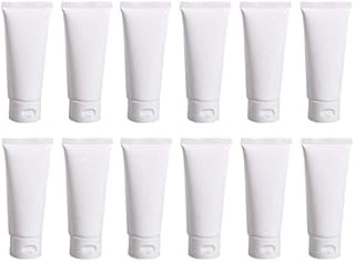 12 PCS Empty Refillable White Plastic Soft Tube Squeeze Bottles with Flip Cover Storage Cosmetic Facial Lotion Care Toothpaste Shampoo Jars Empty Containers Cases Travel Sample Packing (50ML/1.7OZ)