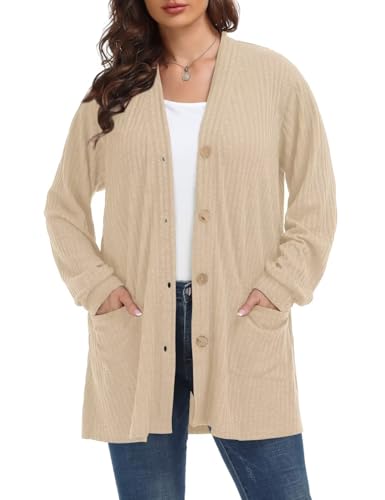 Image of MONNURO Plus Size Cardigan for Women Lightweight Open Front with Pockets