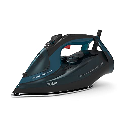 Solac - Plancha de vapor Optima Perfect 2800W | Doble sistema antical | Antigoteo | Golpe 180g/min | Vapor continuo 45g/min | Suela Cerámica | Funsión spray | Ergonómico | Planchado vertical | Azul