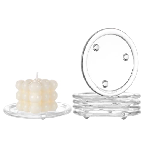 BENECREAT 6 platos de vela de cristal transparente, 1 cm, platos de cristal redondos planos para candelabros, ideales para decoración de velas, decoración de mesa para la cena de boda