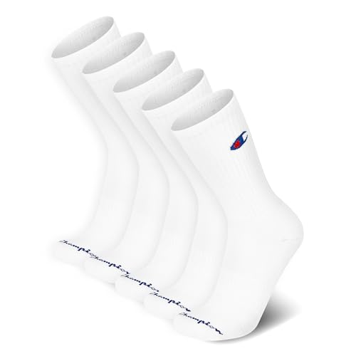 Image of Champion Men's Cushioned Crew Socks 5-Pack - Moisture-Wicking Athletic Crew Socks with Arch Support (Sizes 6-12)