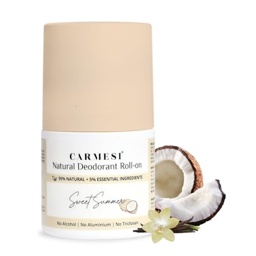 Carmesi Natural Deodorant Roll On for Women | No Aluminum & Alcohol-Free | Fights Body Odor, Soothes & Nourishes Underarms | Non-Sticky, Long-Lasting Freshness | 1.69 Fl Oz (50ml)