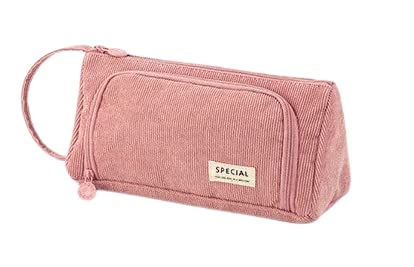 TREXEE Large Capacity Pencil Pouch, Canvas Cotton Linen Pencil Pouch with Handle, Pencil Case Cute Stationery Bag for Students Adults Office Portable Makeup Bag Pencil Bag (Pink) (B0BKXQNZ28) Amazon Price History, Amazon Price Tracker