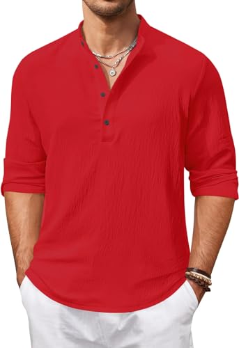 Image of Bellstone Men's Cotton Blend Solid Regular Fit Full Sleeve Short Kurta | Men's Trendy Short Kurta | Ethnic Stylish Casual Lightweight Summer Kurta for Daily and Occasion Use