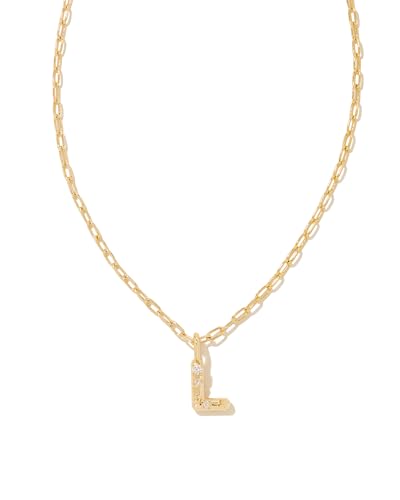 Kendra Scott Crystal Letter L Short Pendant Necklace 14k Gold-Plated Brass Fashion Jewelry for Women