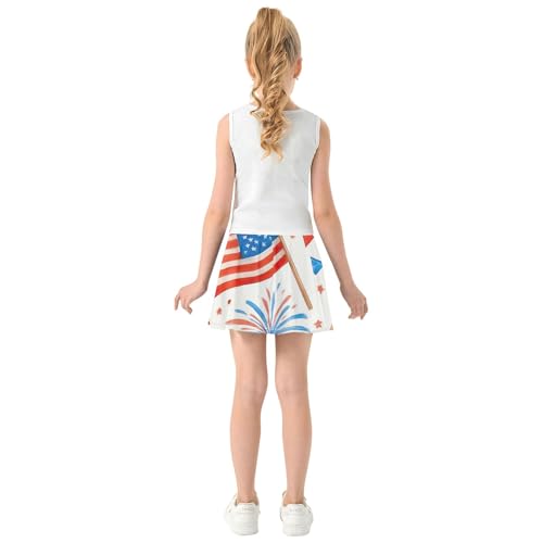 Joisal Athletic Shorts Girls Skorts Toddler Tennis Skirts Colored Little Girl of July American Flags 3t4