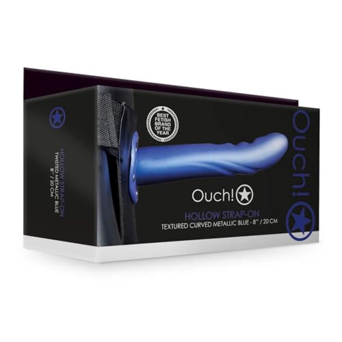Ouch! Strap ons-OU815 Bleu métallisé 20 cm