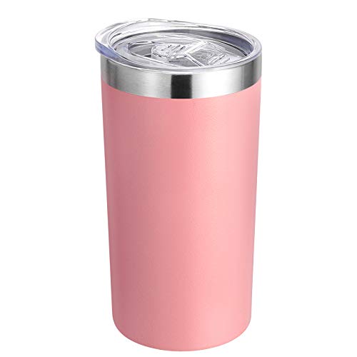 DOMICARE 12oz Tumbler with Lid Stainless Steel Insulated Coffee Travel Mug Skinny Tumbler Lowball Double Wall Coffee Cup for Coffee Tea and Beverages（1 Pack Pink）