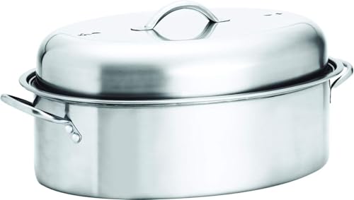 For R&B Import Stainless Steel Chicken Turkey Roaster Broiler Fryer w/Rack