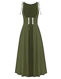 Scarlet Darkness Women Ren Faire Costume Peasant Medieval Over Dress Lace Up Dress Army Green XL