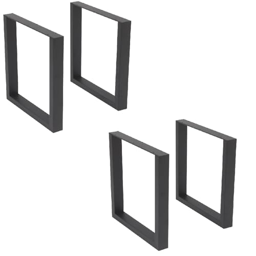 Trintion 4 Stück Tischbeine Metall Schwarz Bankgestell Tischkufen Esstischgestell Tischgestell Vierkantprofilen Metallgestell für DIY Esstisch Schreibtisch Couchtisch (Quadrat 4 Stück)