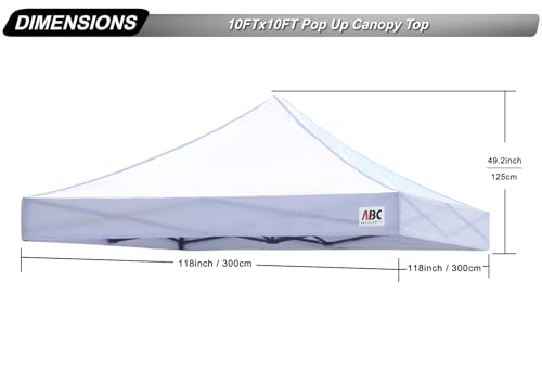Image of ABCCANOPY Replacement Canopy Top for Pop Up Canopy Tent 10x10 White