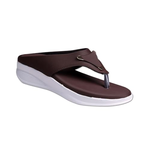 Image of ORTHO CLUB Orthopedic Women's Slippers | Brown Soft Comfort Slip-On Sandal for Heel Pain Relief | Anti-Skid Sole | Lightweight Flip-Flop