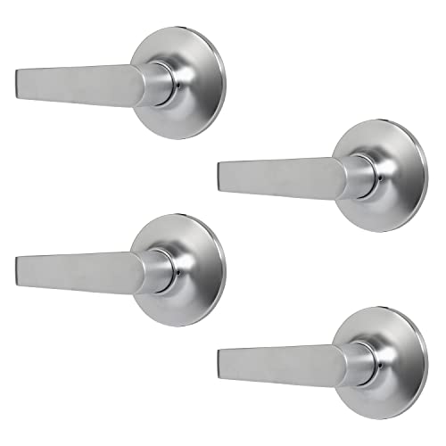 Image of BRINKS Commercial - 4-Pack Light Duty Passage Door Lever, Satin Chrome Finish - Meets ANSI Grade 2 Standards and is ADA Compliant