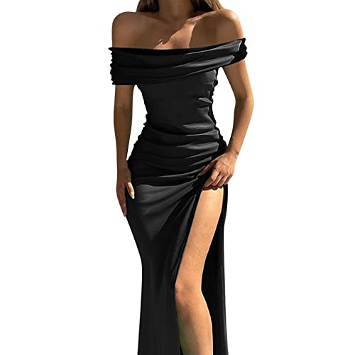 Abendkleider Lang Ballkleider Damen Elegant Brautjungfernkleider Mit Lang Hohem Schlitz Abschlusskleider Lang EIN-Schulter-Typ Evening Dress Sexy...