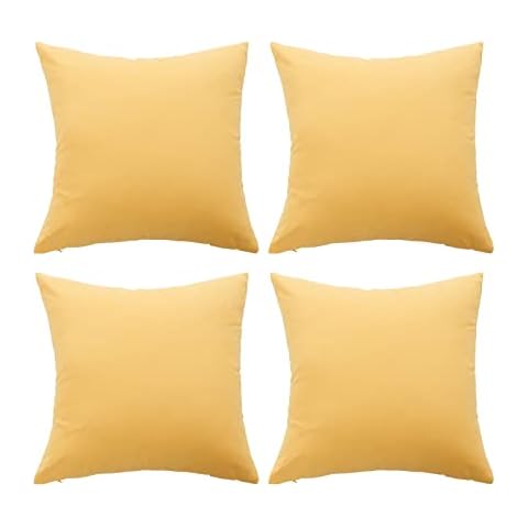 KnSam Home Plain Cushion Cover 40 x 40 cm, Light Yellow Decorative Flannel Cushion Cover for Garden Cars, Decorative Cover Cover, Breathable, Set of 4 Cover