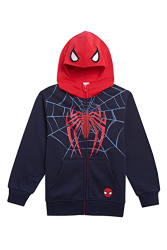Marvel Super Heroes Hero Boys Zip-Up Fashion Hoodie Sweatshirt for Kids (Blue/Red, 10/12)