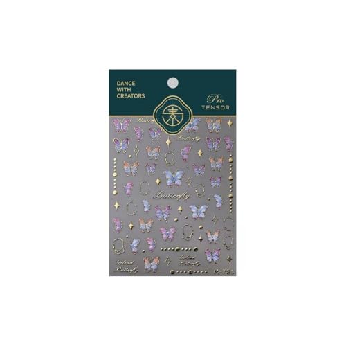 Image of 5D Embossed Butterfly Nail Stickers for Nail Art Colorful Nail Art Stickers Gold Nail Decals Self Adhesive Nail Art Design Manicure Supplies Charm for Women Nail Art Decorations Accessories