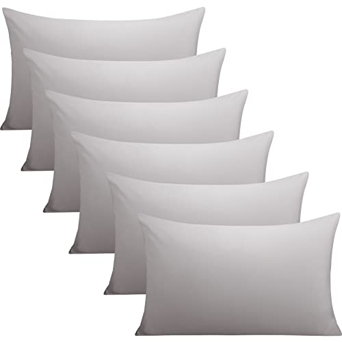 FLXXIE 6 Pack Microfiber Queen Pillowcases, Ultra Soft and Wrinkle, Fade Resistant Pillow Cases with Envelope Closure, 20x30 Inches, Smoky Grey