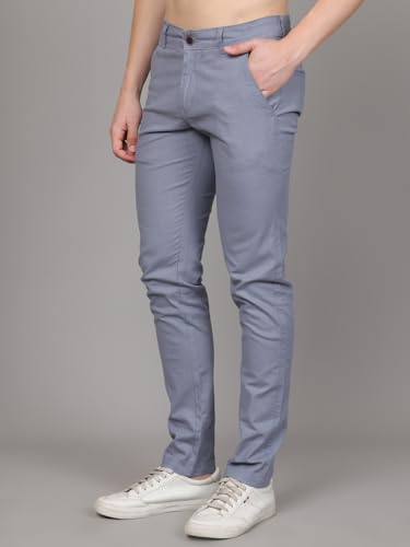 Image of Majestic Man Premium Cotton Slub Slim Fit Comfortable Solid Stylish Trousers